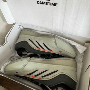 Adidas Men's Gray and Black Sneakers with Orange Accents